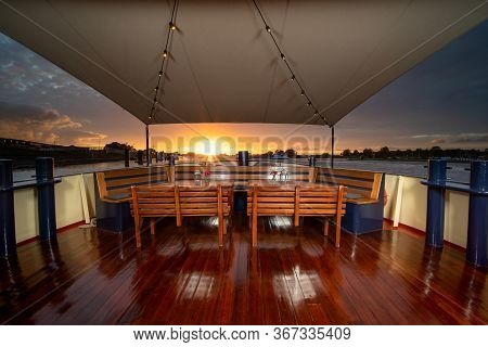 Atmospheric Sunset View During Tourist Cruise From The Aft Ship Deck