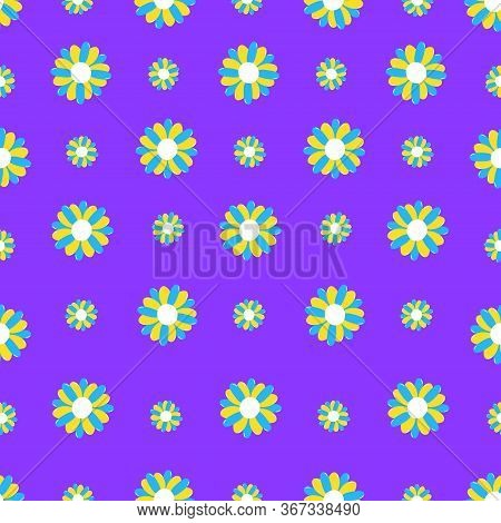 Colourful Vector Pattern With Flowers. Purple Background.