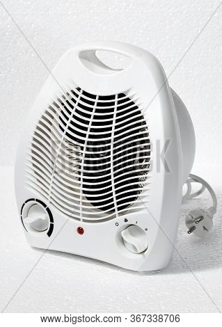 Portative Electric Heating Fan On White Background