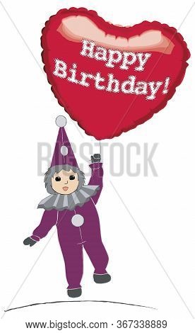 Illustration Of A Cute Purple Clown With A Hat