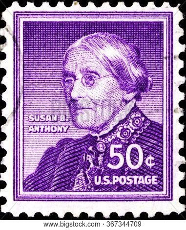 02.09.2020 Divnoe Stavropol Territory Russia The Postage Stamp United States 1955 Susan B. Anthony 1