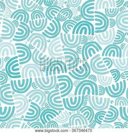 Vector Blue Rainbow Doodles. Perfect For Surface Pattern Design, Wallpaper, Stationery.