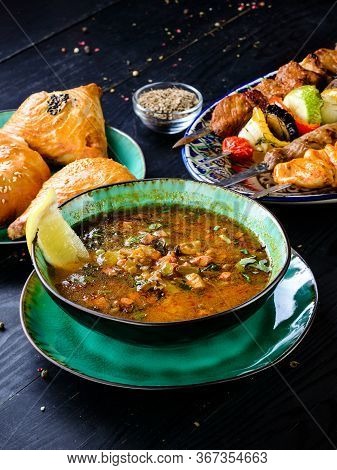 Meat Soup From Different Types Of Meat And Vegetables In A Plate - Classic Soup Hodgepodge