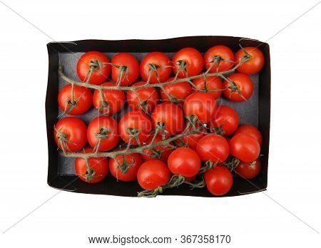 Fresh Organic Cherry Tomatoes Isolated On White Background. The Cherry Tomato Is Regarded As A Botan