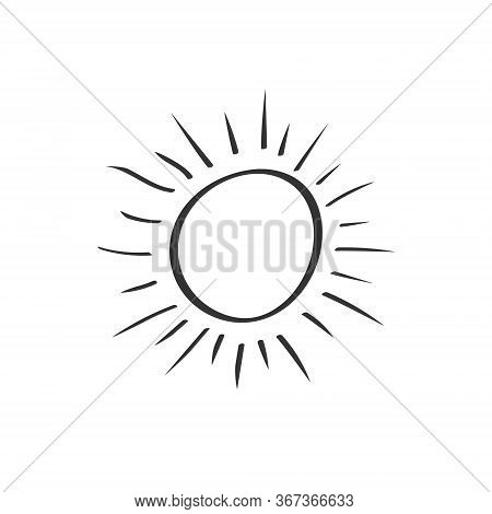 The Sun. Vector Hand Drawn Doodle Style Illustration Isolated On A White Background For Design And T