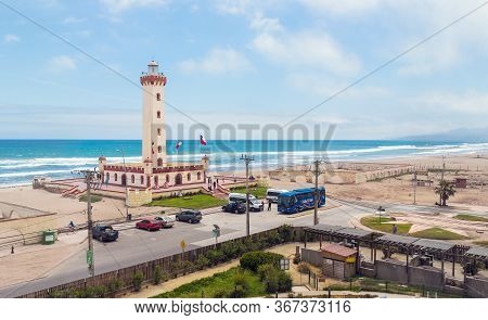 La Serena, Chile - November 7, 2016: Panoramic View Of The Monumental Lighthouse Of La Serena. Light