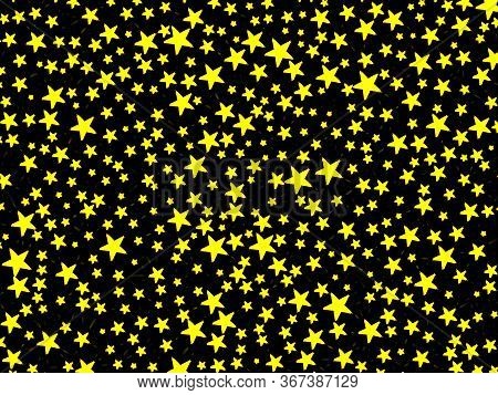 Black Background Texture With Large And Small Bright Yellow Stars