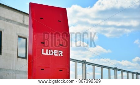 Warsaw, Poland. 21 May 2020. Sign Lider. Company Signboard Lider.