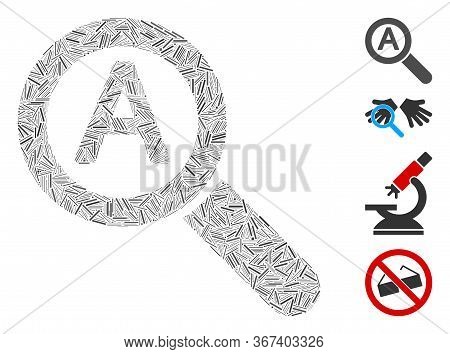 Linear Collage Zoom Auto Scale Icon Composed Of Straight Items In Random Sizes And Color Hues. Linea