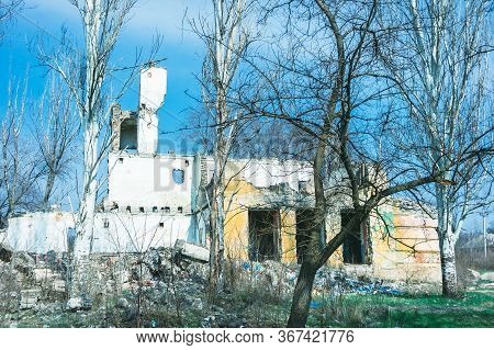 Ruined School Building In Sunner In Ukraine