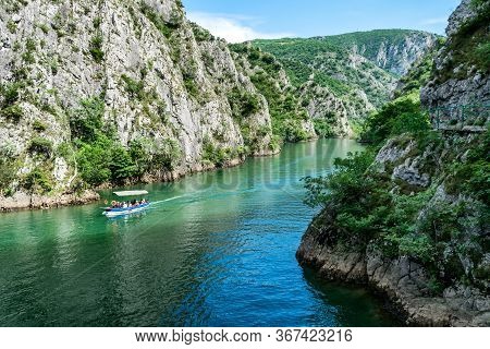 Matka Lake, North Macedonia - June 10, 2017. Matka Canyon - West Of Skopje, One Of The Most Popular 