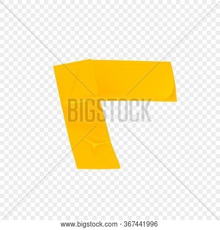 Yellow Duct Repair Tape Corner Isolated On Transparent Background. Realistic Yellow Adhesive Tape Pi
