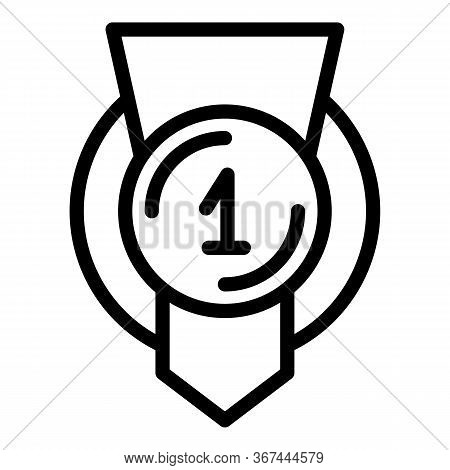 Dog First Place Medal Icon. Outline Dog First Place Medal Vector Icon For Web Design Isolated On Whi