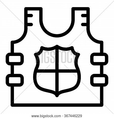 Police Bulletproof Icon. Outline Police Bulletproof Vector Icon For Web Design Isolated On White Bac