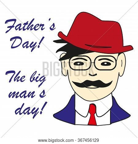 Hipster Design Template With Fathers Day Portrait.