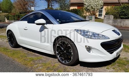 Bordeaux , Aquitaine / France - 05 05 2020 : Peugeot Rcz White Sport Car Design Parked In Street