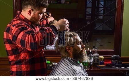 Donation And Charity Concept. Guy With Dyed Blond Hair. Cut Hair. Barber Hairstyle Barbershop. Hipst