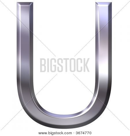 3D 银字母 U