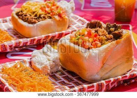 Close Up Of Traditional African Bread Based Street Food Called Bunny Chow At Outdoor Festival
