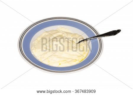 Semolina Porridge With Butter.semolina Is The Top View.background Semolina Porridge.