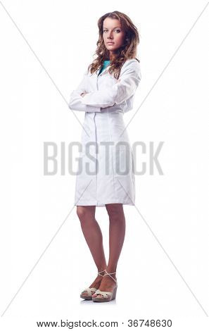Attrative žena doktor izolované na bílém