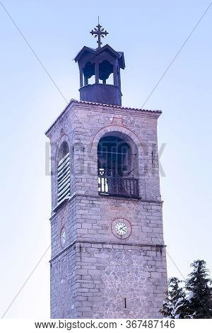 Bell Tower Of Sveta Troitsa Church In Bansko, Bulgaria, Close-up