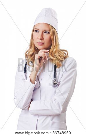 Attrative žena doktor izolované na bílém