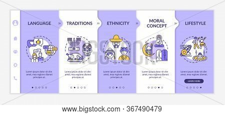 Multiculturalism Onboarding Vector Template. National Tradition. Multiethnical Lifestyle. Culture An