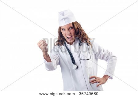 Attrative žena doktor izolované na bílém