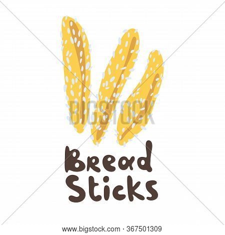 Pretzel Salty Sticks Clipart. Delicious Crispy Golden Bread Sticks In Different Shapes On A White Ba