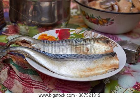 Fish In A Plate, Cooking Clupea Fish At Home On A Plate