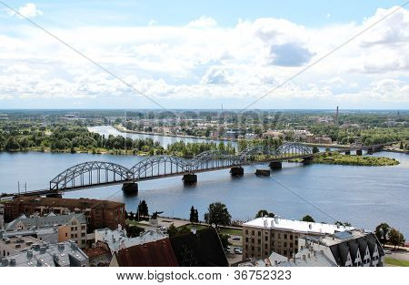 Het panoramisch uitzicht op Riga, Letland