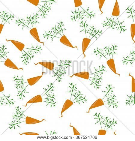 Vector Seamless Pattern Cute Carrot Illustration For Background, Textile, Design