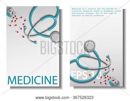 Medical Design For The Design Of Hospitals And Sites. Medical Equipment.
Red Stethoscope Or Phonendo