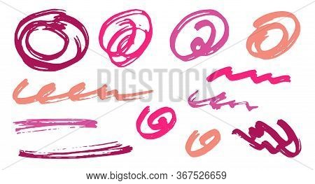 Rough Scribble Doodle Graphic Design Vector Elements.  Isolated Marker Traces. Paint Brush Strokes, 