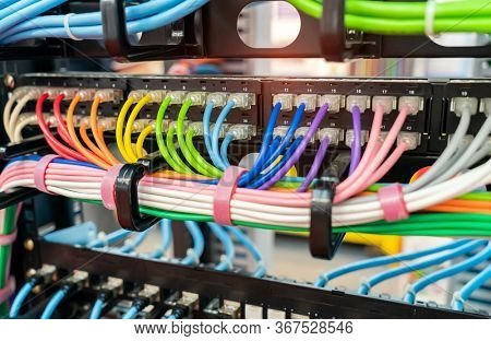 thernet cables and network switching hub LAN system communication.