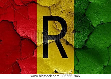 Old Rwanda Flag Painted On Cracked Wall