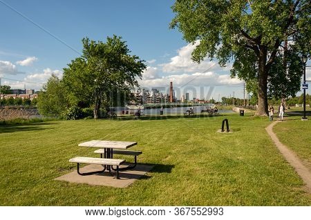 Montreal, Ca - 7 June 2019: General View Of The Lachine Canal.