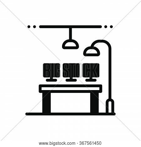 Black Solid Icon For Work-place Work Place  Office