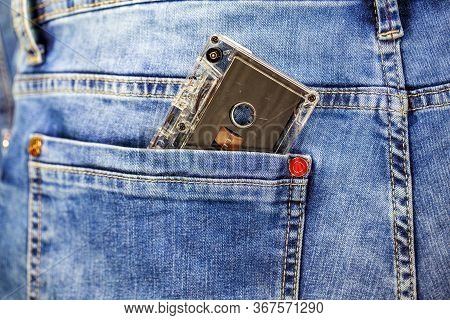 Retro Cassette In The Back Pocket Of Jeans, Audio Cassette In The Back Pocket Of Your Jeans