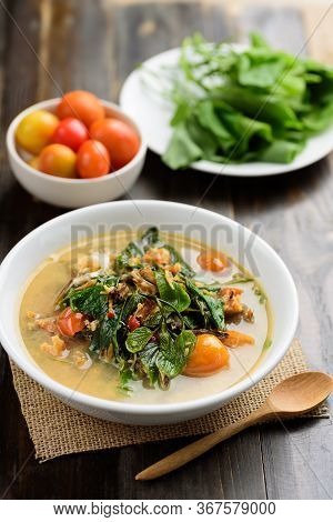 Northern Thai Food (kang Pak Seaw), Spicy Soup With Bauhinia Purpurea Leaf And Roasted Smoked Fish I