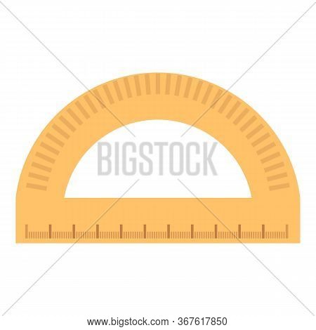 Wood Protractor Icon. Cartoon Of Wood Protractor Vector Icon For Web Design Isolated On White Backgr