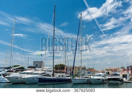 Port Grimaud, France - June 11, 2019 : Port Grimaud, The Venice Of Provence, Seaside Town Created By