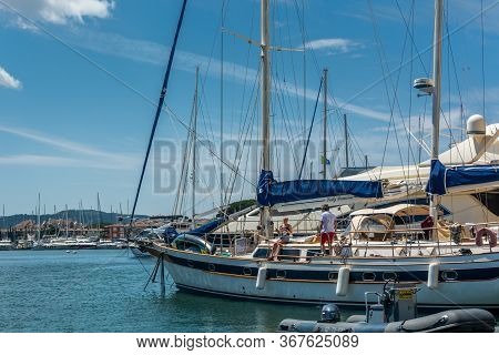 Port Grimaud, France - June 11, 2019 : Port Grimaud, The Venice Of Provence, Seaside Town Created By