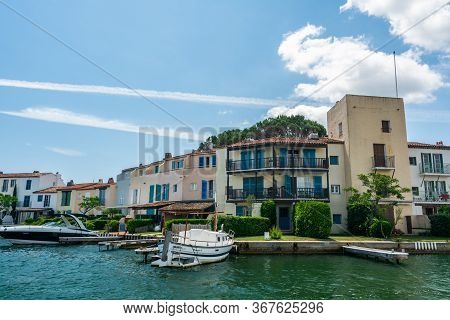 Port Grimaud, France - June 11, 2019 : Port Grimaud, The Venice Of Provence, Seaside Town Created By