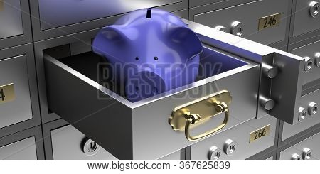 Safe Bank Deposit Box For Storing Safely Savings. 3D Illustration