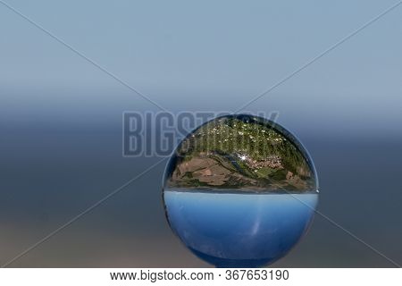 Crystal Ball With View Of Landscape At River Nahe, Rhineland-palatinate, Germany