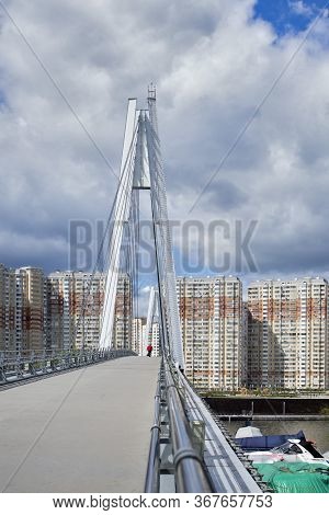 Construction Of Moscow River Embankment And St. Nicholas Church In New Area Of Pavshinsky Floodplain