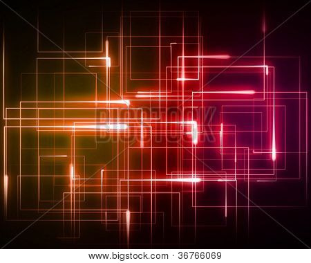 Baggrund af flere orange og pink geometriske lys
