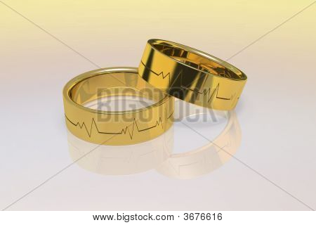 Anéis de casamento de batida de coração